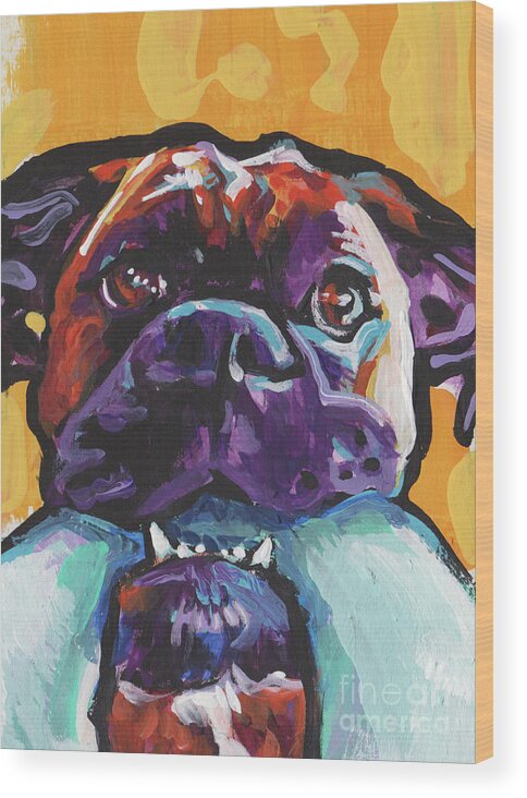 Boxer Wood Print featuring the painting Boxy Boxer by Lea
