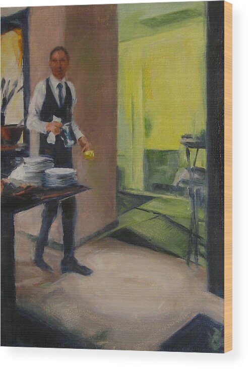 Waiter Wood Print featuring the painting Breakfast Service by Connie Schaertl