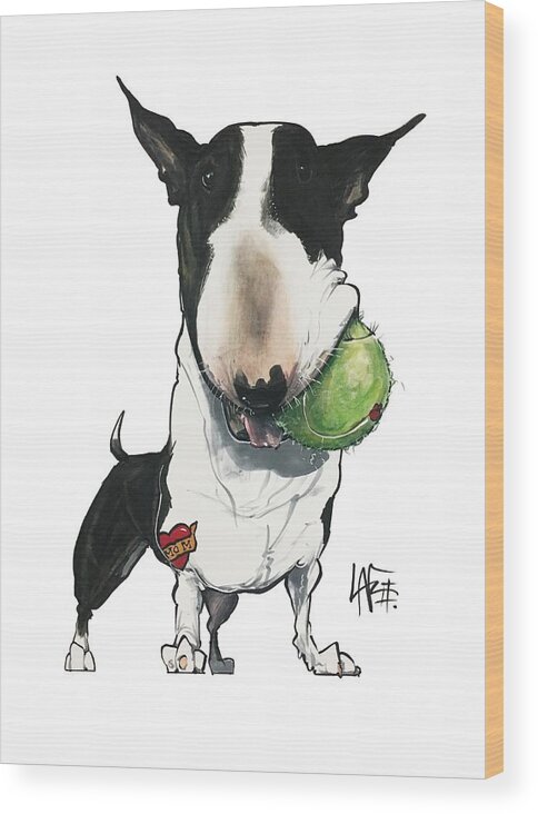 Pet Portrait Wood Print featuring the drawing Brunk 3097 by John LaFree