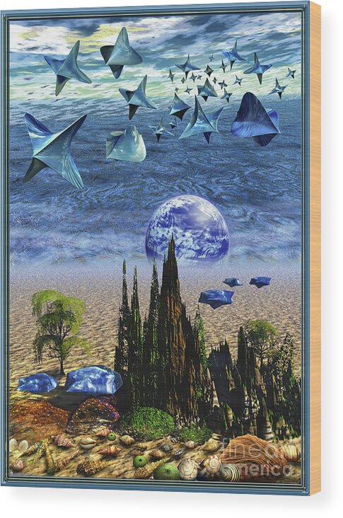 Aliens Wood Print featuring the digital art Brycemania by Leonard Rubins