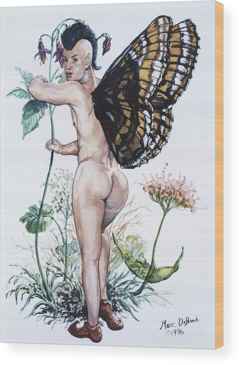 Fairy Wood Print featuring the painting Bubble Butt Fairy by Marc DeBauch