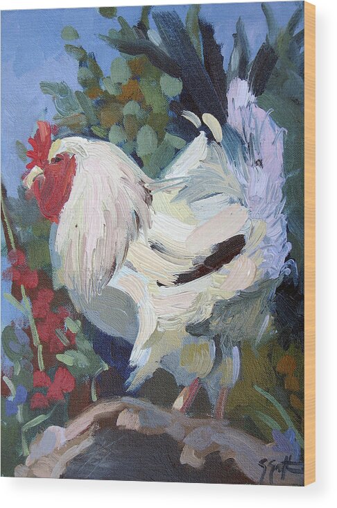 Chicken Wood Print featuring the painting Burma Beauty by Sandra Smith-Dugan