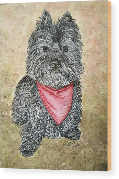Jennifer Campbell Brewer Wood Print featuring the painting Buster by Jennifer Brewer