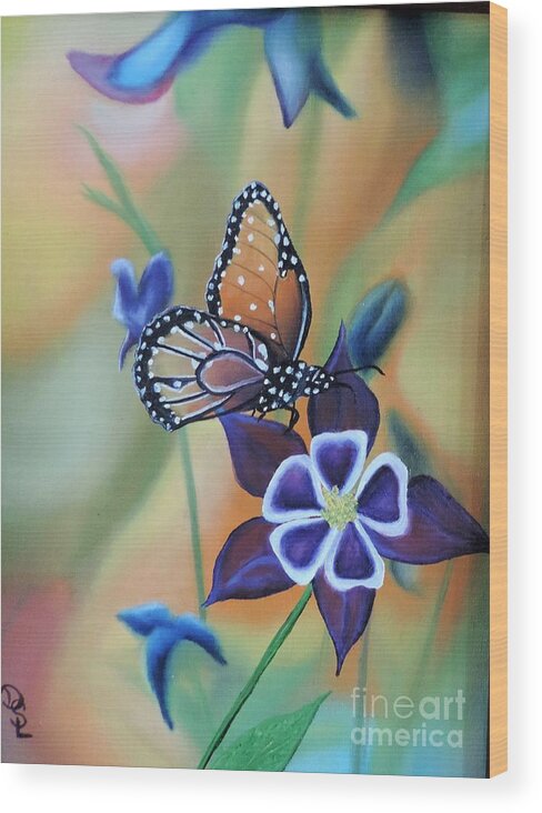 Natures Beauty Wood Print featuring the painting Butterfly series#4 by Dianna Lewis