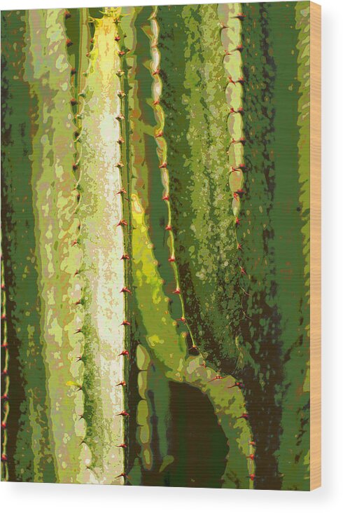 Cacti Wood Print featuring the photograph Cacti Sculpture by Suzanne Powers