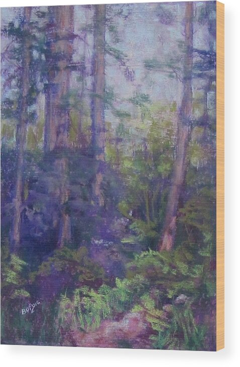 Trees Wood Print featuring the painting California Redwoods by Barbara O'Toole