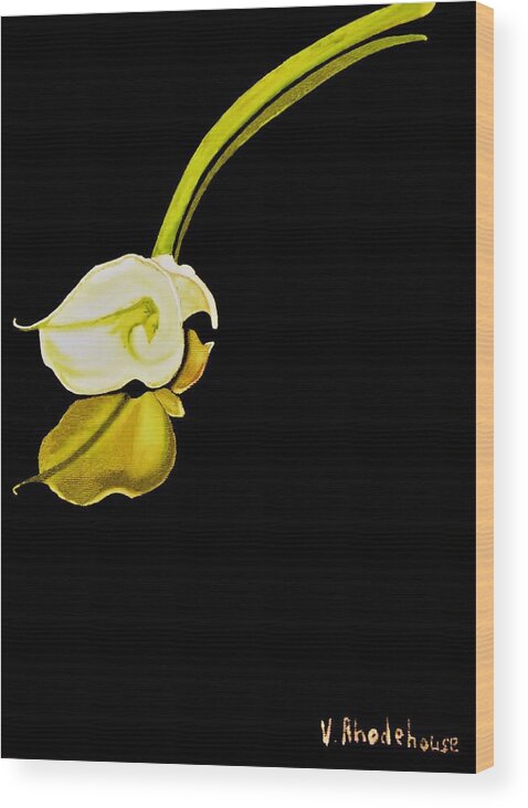 Flower Wood Print featuring the painting Calla Lily Reflection by Victoria Rhodehouse