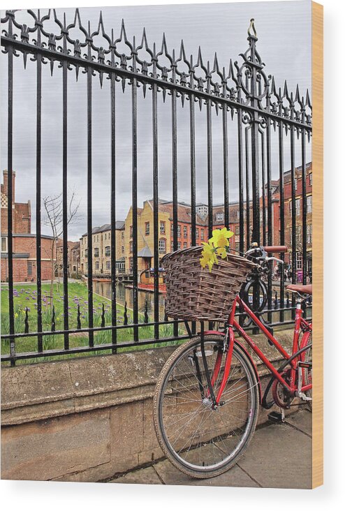 Bicycle Wood Print featuring the photograph Cambridge in Spring with Bicycle Vertical by Gill Billington
