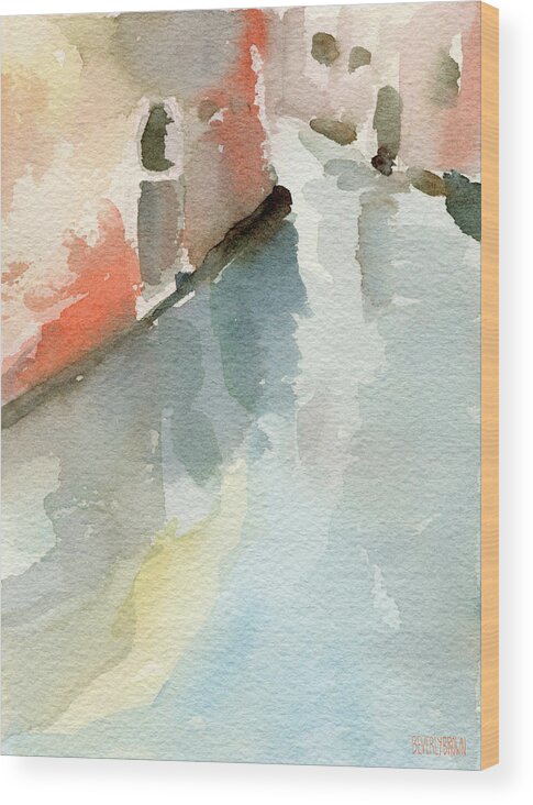 Venice Wood Print featuring the painting Canal Reflection Watercolor Painting of Venice Italy by Beverly Brown Prints