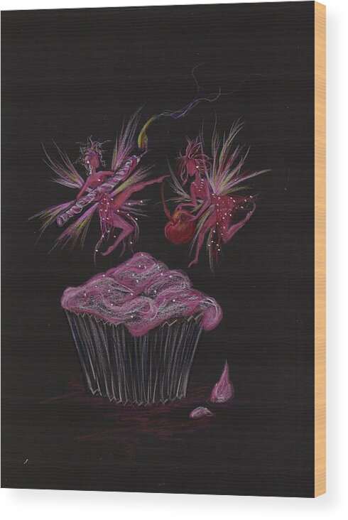 Fairies Wood Print featuring the drawing Candle Cherry by Dawn Fairies