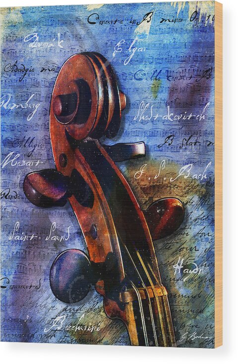 Cello Art Wood Print featuring the digital art Cello Masters by Gary Bodnar