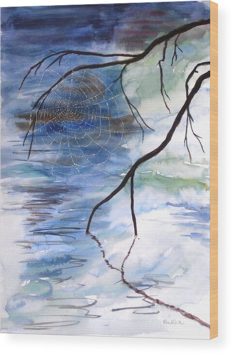 Water Wood Print featuring the painting Charlotte's Web by Diane Kirk