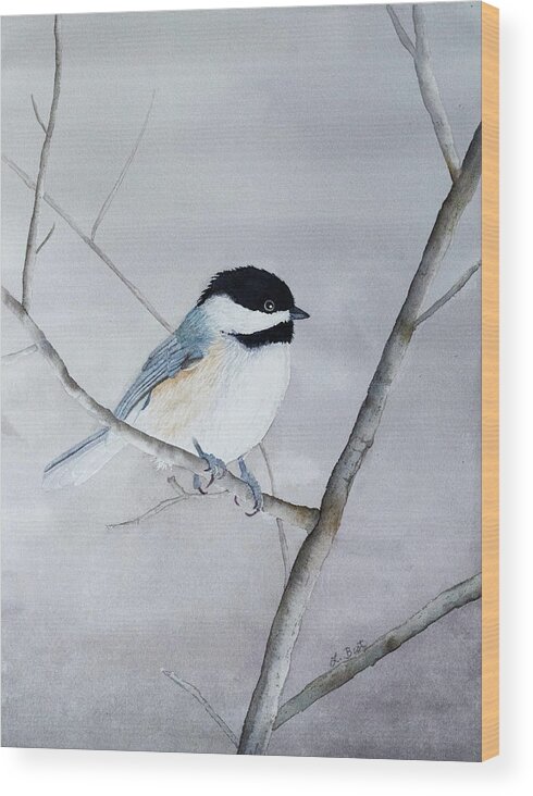 Chickadee Wood Print featuring the painting Chickadee II by Laurel Best