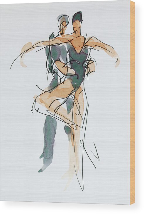 Choreographic Wood Print featuring the drawing Choreographic lesson at The Royal Ballet School 01 by Peregrine Roskilly