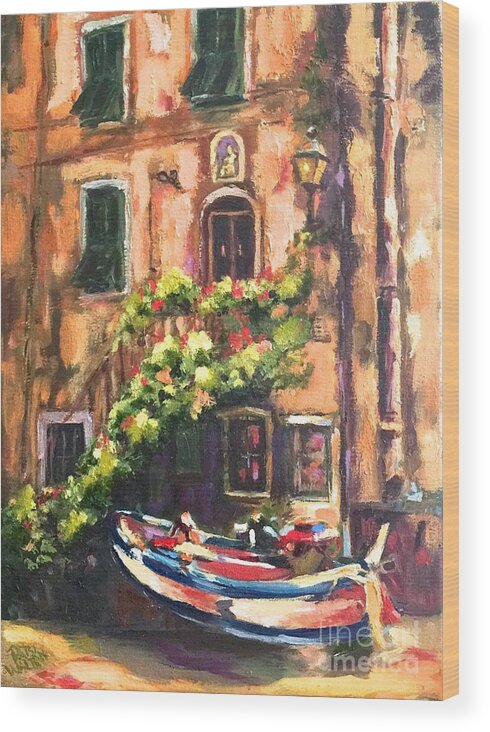 Italy Wood Print featuring the painting Cinque Terra Taxi by Patsy Walton