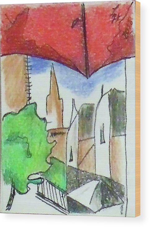  Wood Print featuring the drawing Cityscape 963 by Loretta Nash