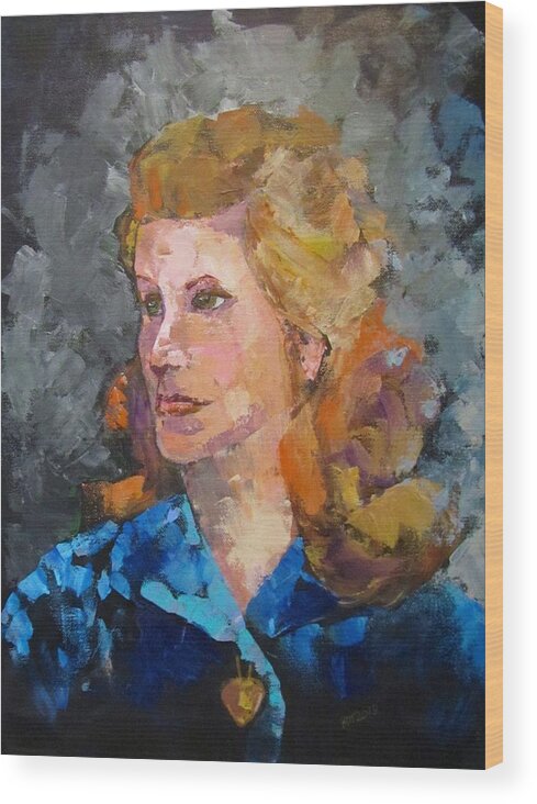 Woman Wood Print featuring the painting Clair by Barbara O'Toole