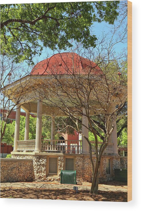 Comal County Wood Print featuring the photograph Comal County Gazebo in Main Plaza by Judy Vincent