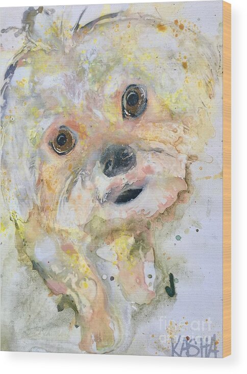 Dog Wood Print featuring the painting Compact by Kasha Ritter