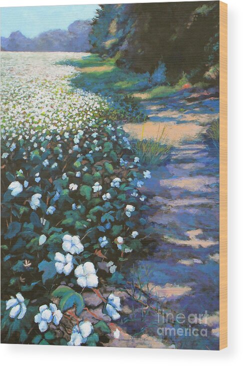 Southern Wood Print featuring the painting Cotton Field by Jeanette Jarmon