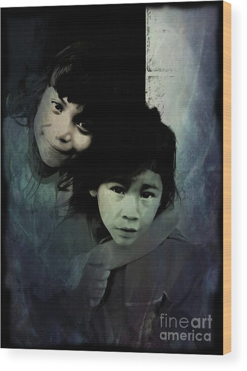 Brother Wood Print featuring the photograph Cuenca Kids 1064a by Al Bourassa