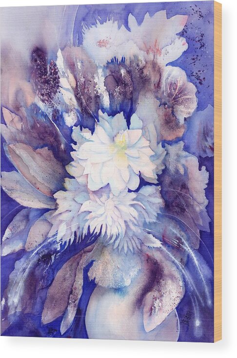 Dahlias Wood Print featuring the painting Dahlias Flower Bouquet by Sabina Von Arx