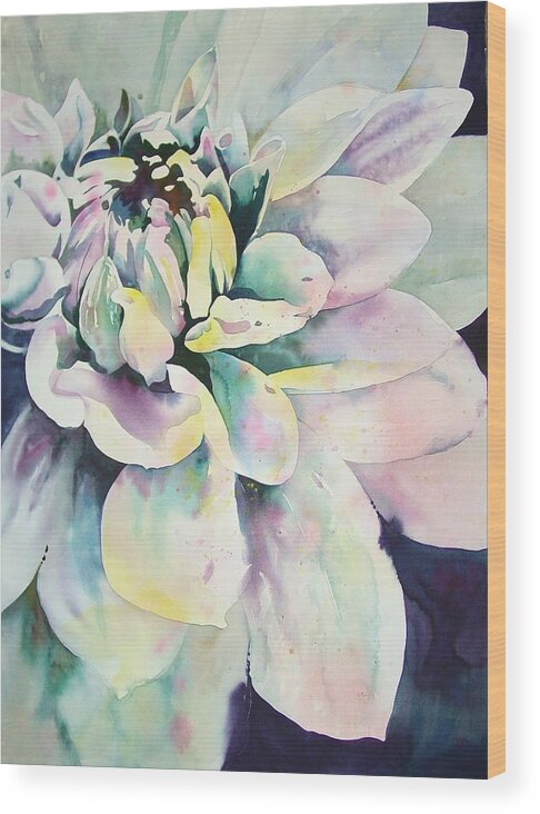 Watercolor Wood Print featuring the painting Dalia by Marlene Gremillion