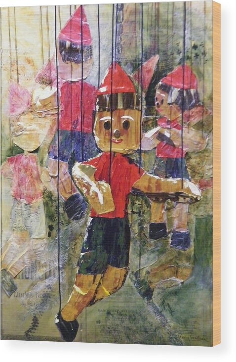 Marionettes Wood Print featuring the painting Dancing Marionettes by Terry Honstead