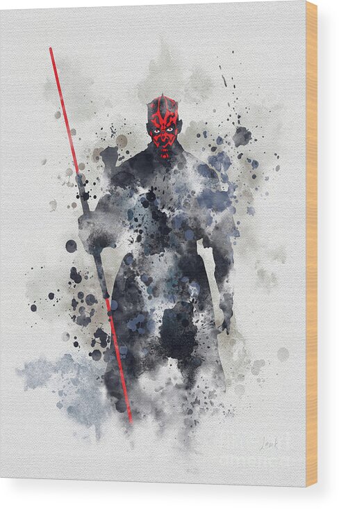 Star Wars Wood Print featuring the mixed media Darth Maul by My Inspiration