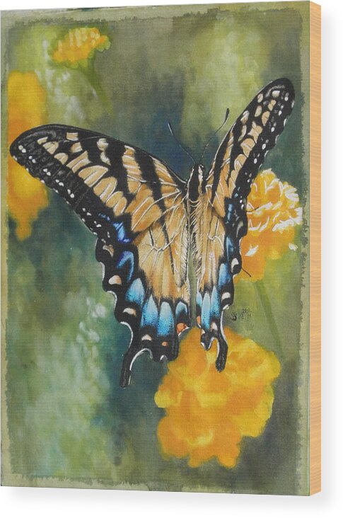 Butterfly Wood Print featuring the mixed media Delicate Belle by Barbara Keith