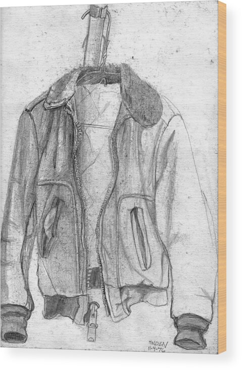 Sandra Church Wood Print featuring the drawing Holdens Jacket by Sandra Church