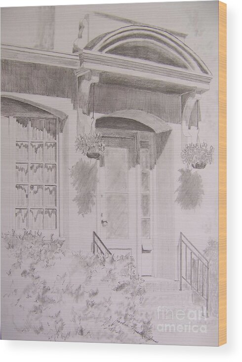 Doorway Wood Print featuring the drawing Doorway by Jackie Mueller-Jones