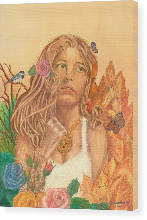 Earth Wood Print featuring the painting Earth Goddess1 by Quwatha Valentine
