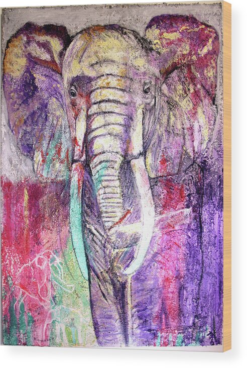 Endangered Species Wood Print featuring the painting Elephant by Toni Willey