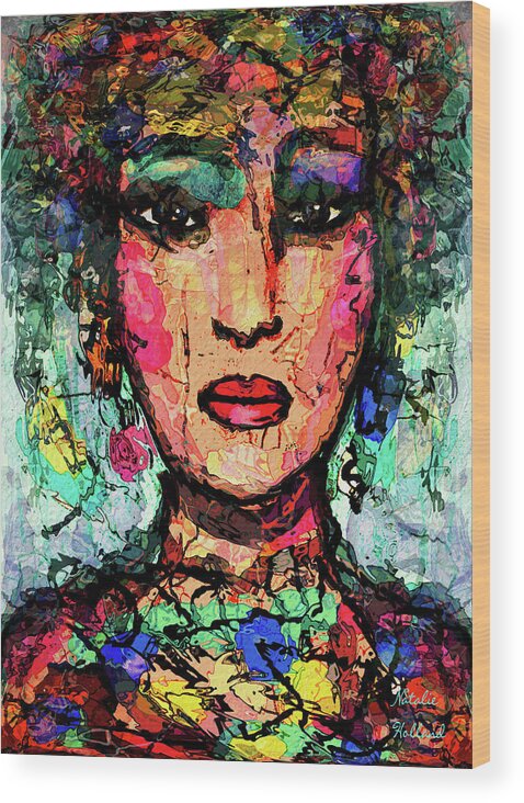 Woman Wood Print featuring the painting Emotions by Natalie Holland