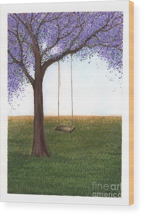 Jacaranda Wood Print featuring the painting End of Vacation by Hilda Wagner