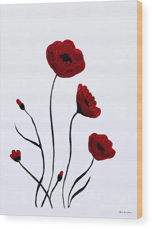 Martha Ann Wood Print featuring the painting Expressive Abstract Poppies A6116C_e by Mas Art Studio