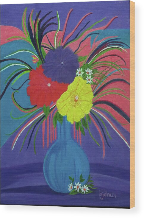 Floral Arrangement Wood Print featuring the painting Pink and Purple Passion by Brenda Drain