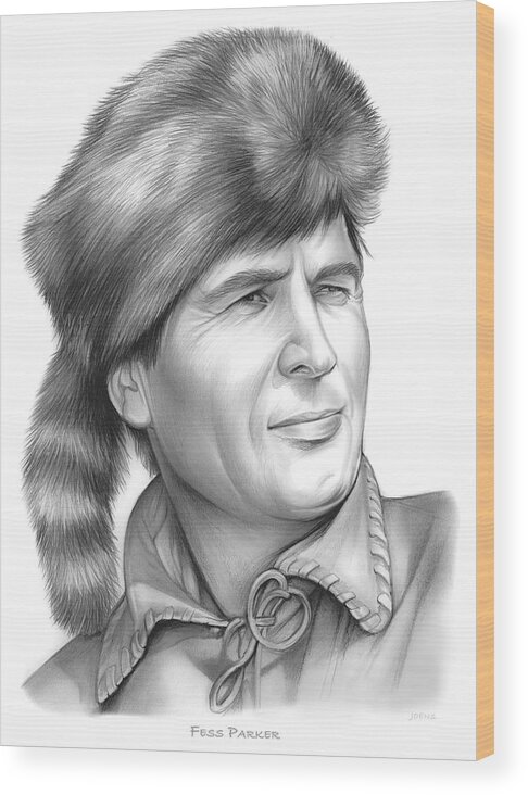 Fess Parker Wood Print featuring the drawing Fess Parker by Greg Joens