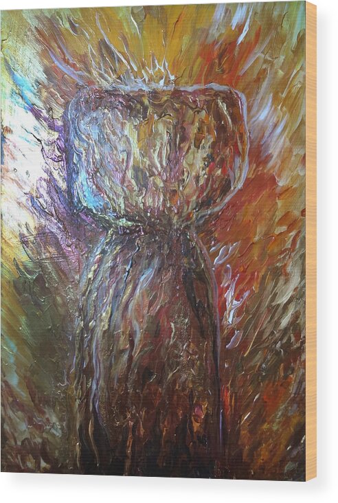 Fiery Wood Print featuring the painting Fiery Earth Latte Stone by Michelle Pier