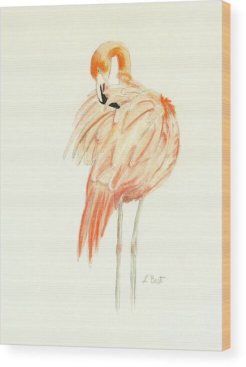 Flamingo Wood Print featuring the painting Flamingo by Laurel Best