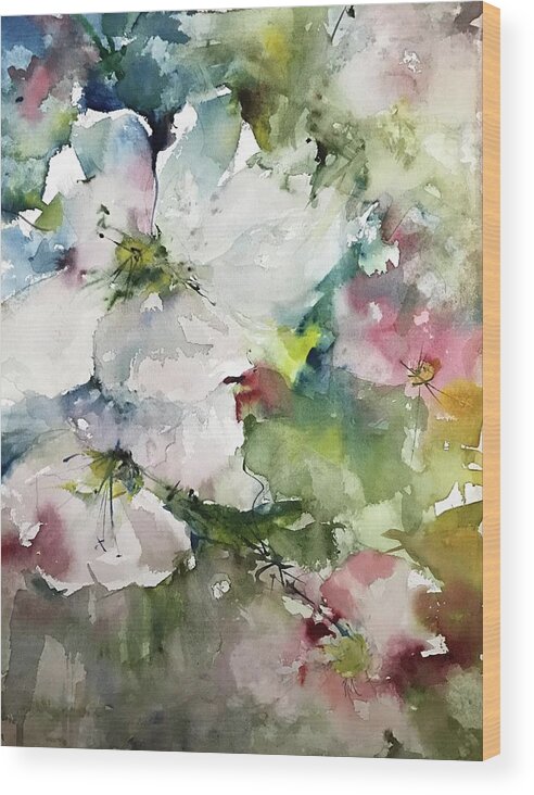 Flowers Wood Print featuring the painting Flower Series by Robin Miller-Bookhout