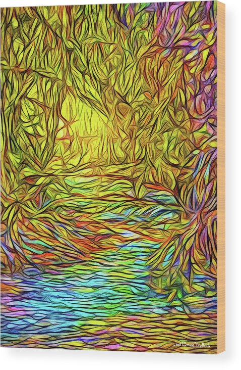 Joelbrucewallach Wood Print featuring the digital art Flowing River Vision by Joel Bruce Wallach