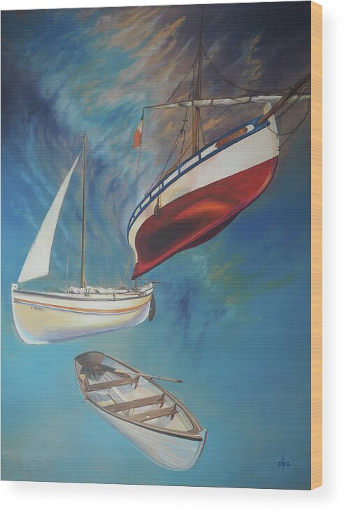 Flying Boats Wood Print featuring the painting Flying Boats by David Bader