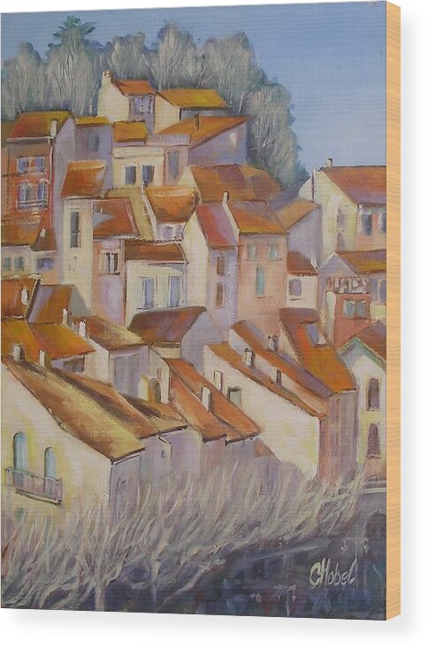 Rural Painting Wood Print featuring the painting French Villlage Painting by Chris Hobel