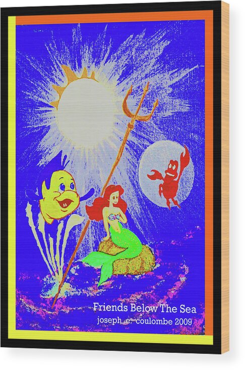 Little Mermaids Wood Print featuring the digital art Friends Below The Sea by Joseph Coulombe