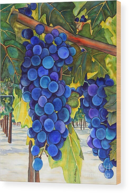 Grapes Wood Print featuring the painting From the Vineyard by Gail Zavala