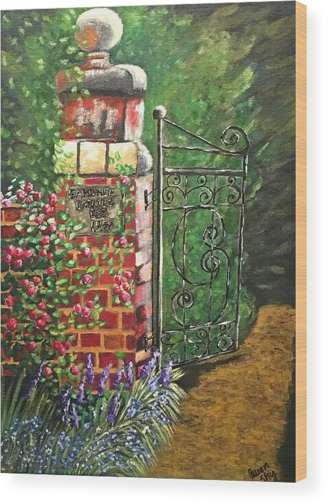 Garden Wood Print featuring the painting Garden Gate by Queen Gardner
