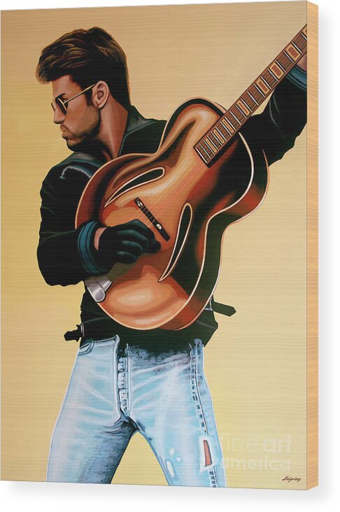 George Michael Wood Print featuring the painting George Michael Painting by Paul Meijering