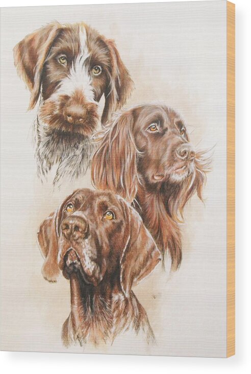 Purebred Dogs Wood Print featuring the painting German Pointer in Watercolor by Barbara Keith